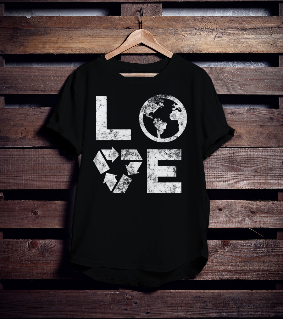 Love Earth Day Globe Recycle Typography T-Shirt