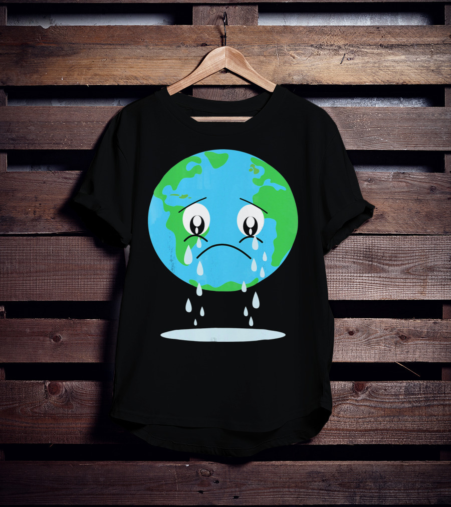 Sad Earth Crying Environmental Green Planet T-Shirt