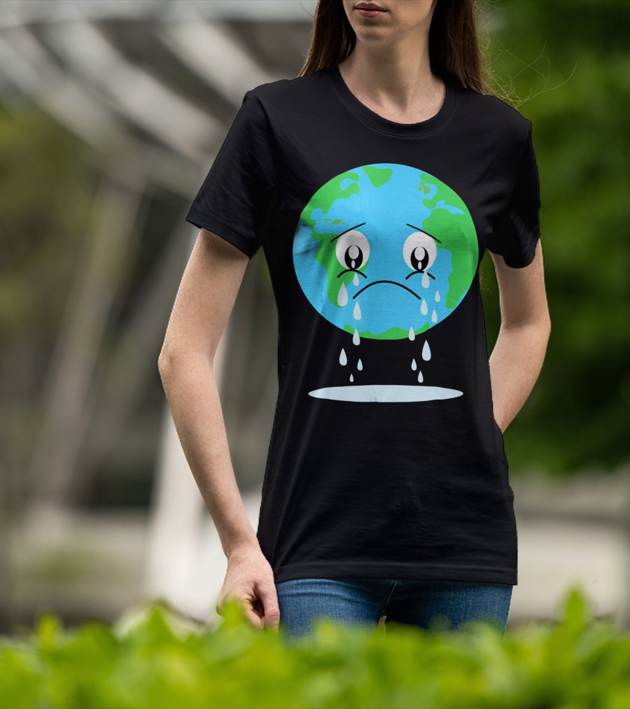Sad Earth Crying Environmental Green Planet T-Shirt