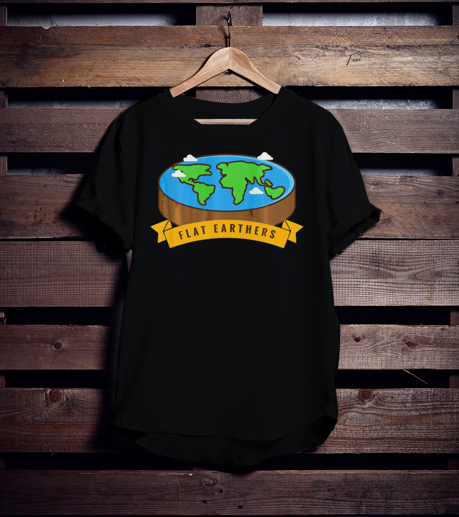 Flat Earthers Flat Earth Society Earth Disc Banner T-Shirt