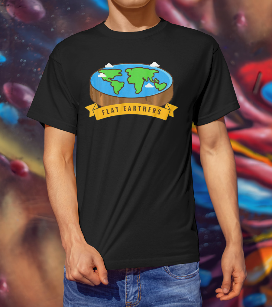 Flat Earthers Flat Earth Society Earth Disc Banner T-Shirt