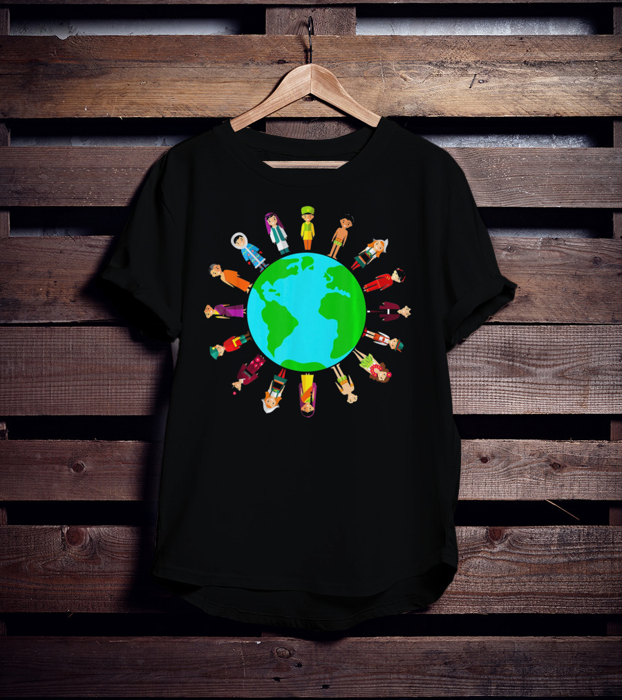 Happy Earth Day Global Unity With Diverse People Around The World T-Shirt