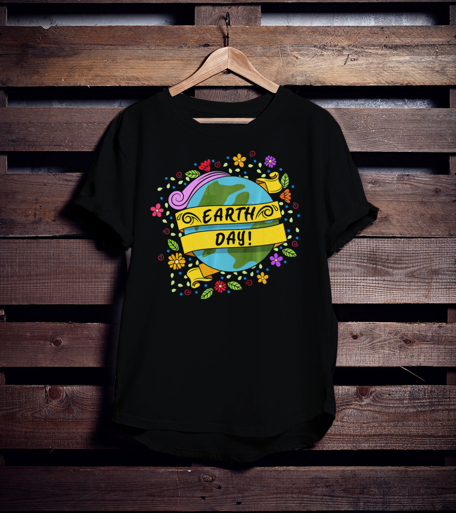 Earth Day Floral Planet Banner T-Shirt