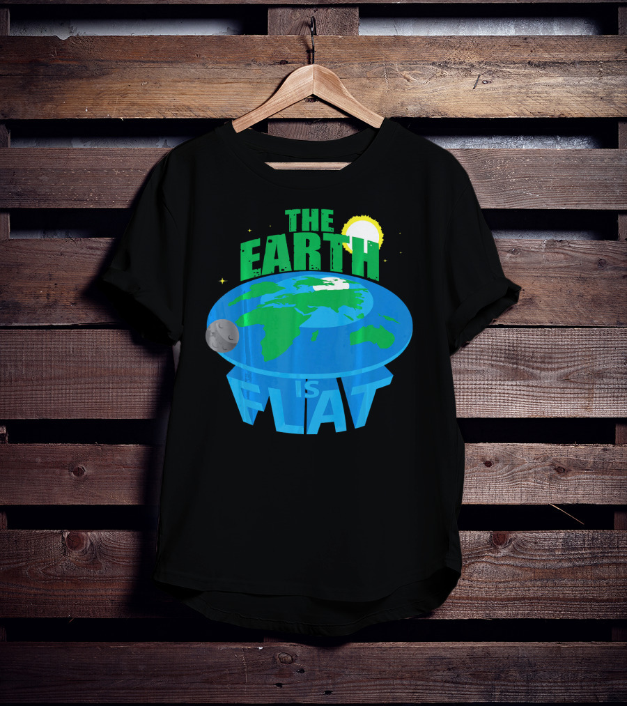 The Earth Is Flat Moon Sun Stars T-Shirt