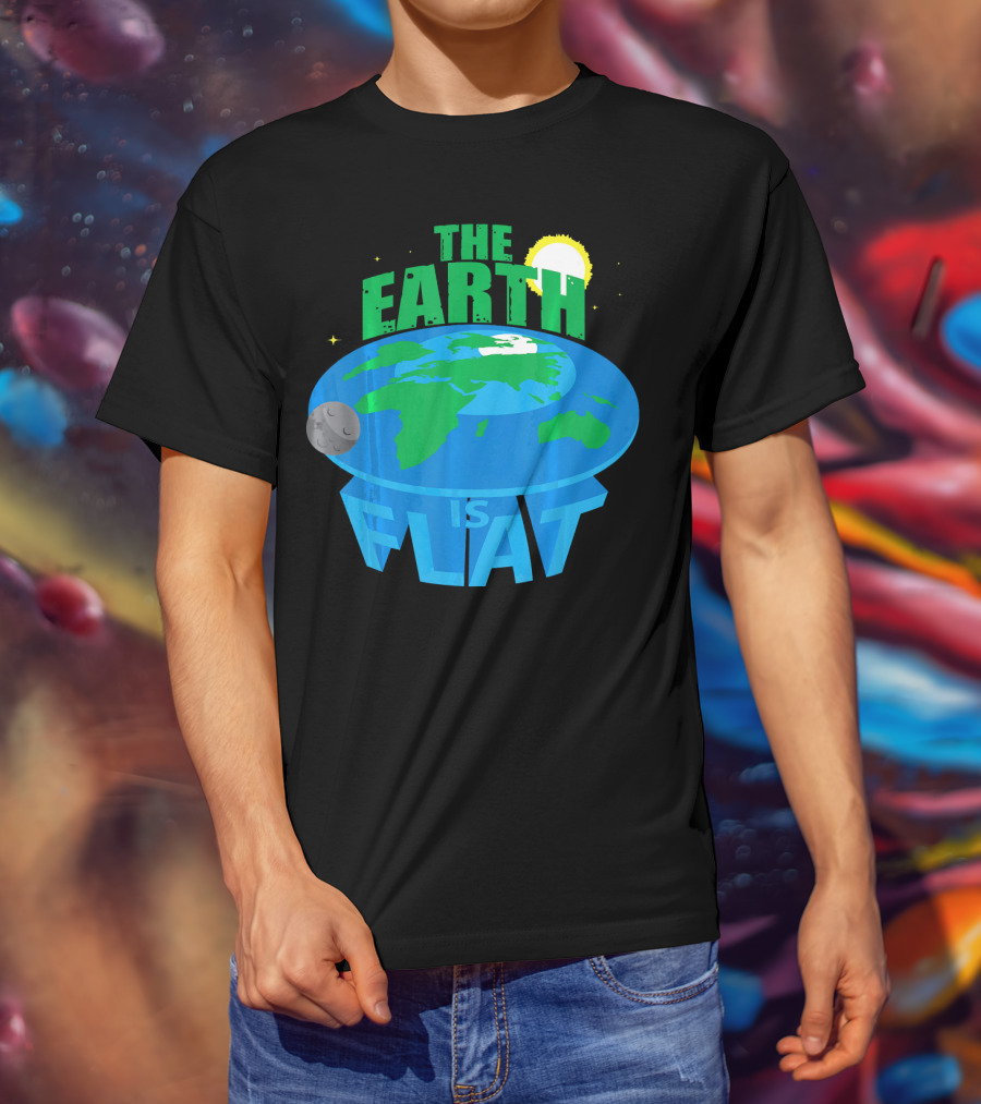 The Earth Is Flat Moon Sun Stars T-Shirt