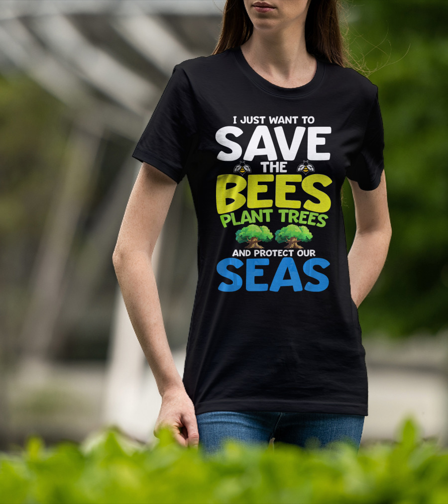 Save The Bees Plant Trees Protect Our Seas Earth Day Kids T-Shirt