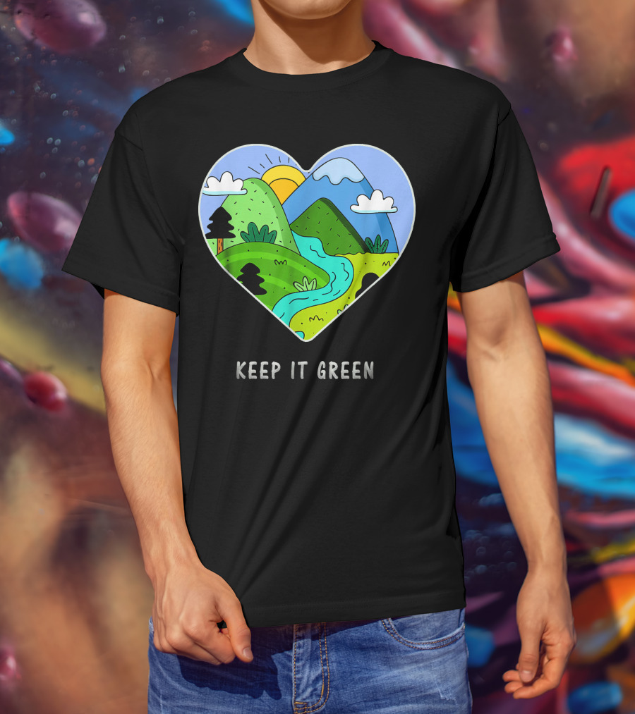 Keep It Green Heart Landscape Nature Scene T-Shirt
