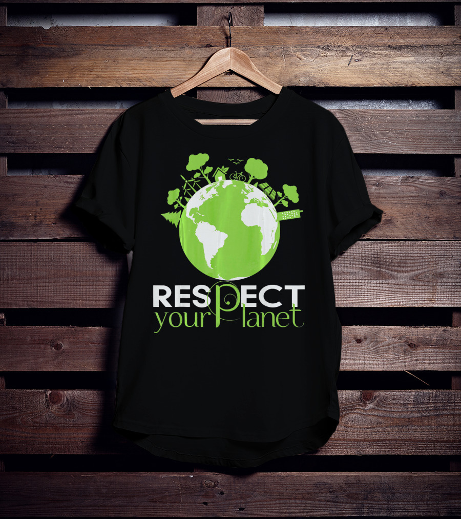 Respect Your Planet Earth Day Green Eco Symbols T-Shirt