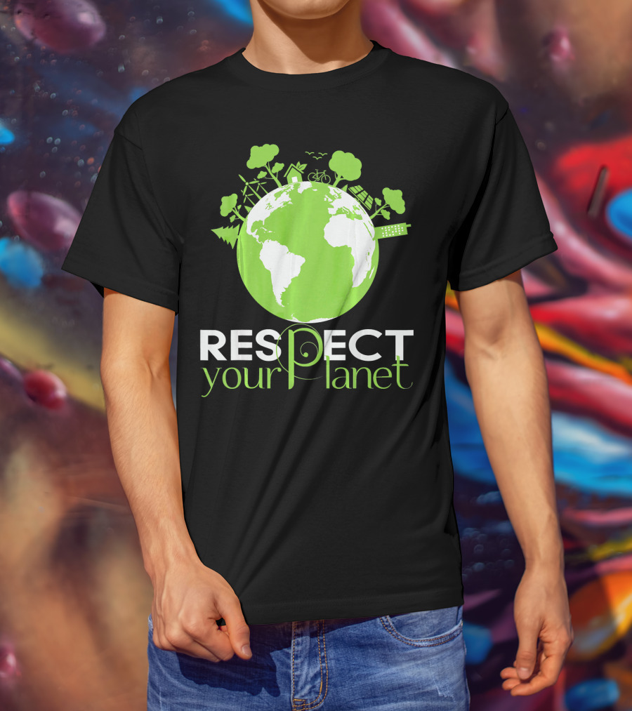 Respect Your Planet Earth Day Green Eco Symbols T-Shirt
