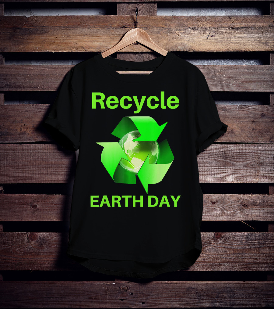 Recycle Earth Day Green Arrows Globe T-Shirt