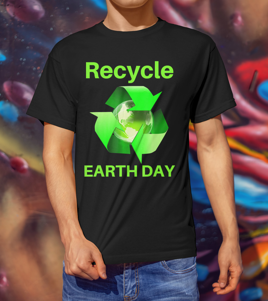Recycle Earth Day Green Arrows Globe T-Shirt