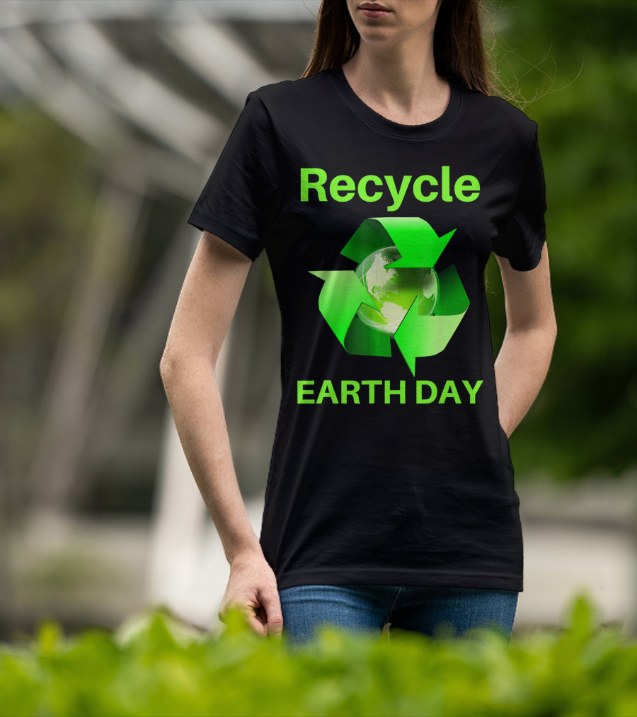 Recycle Earth Day Green Arrows Globe T-Shirt