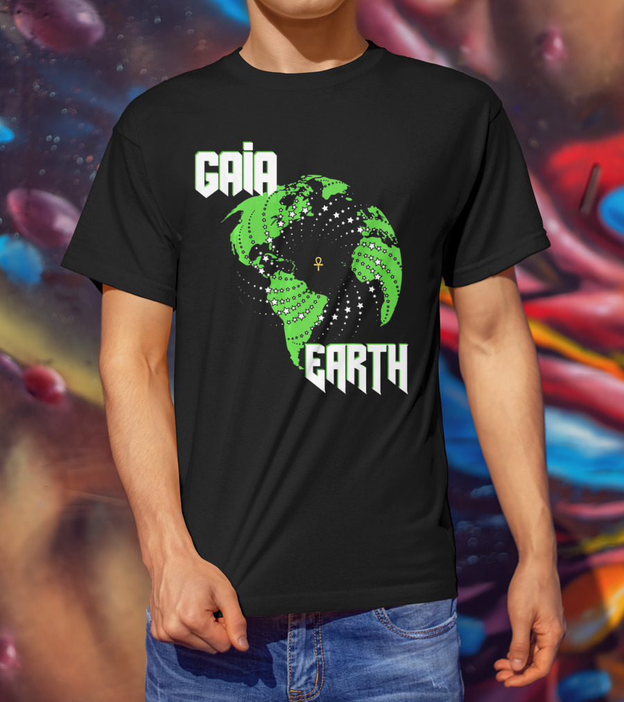 Gaia Earth Ankh Starry Globe T-Shirt
