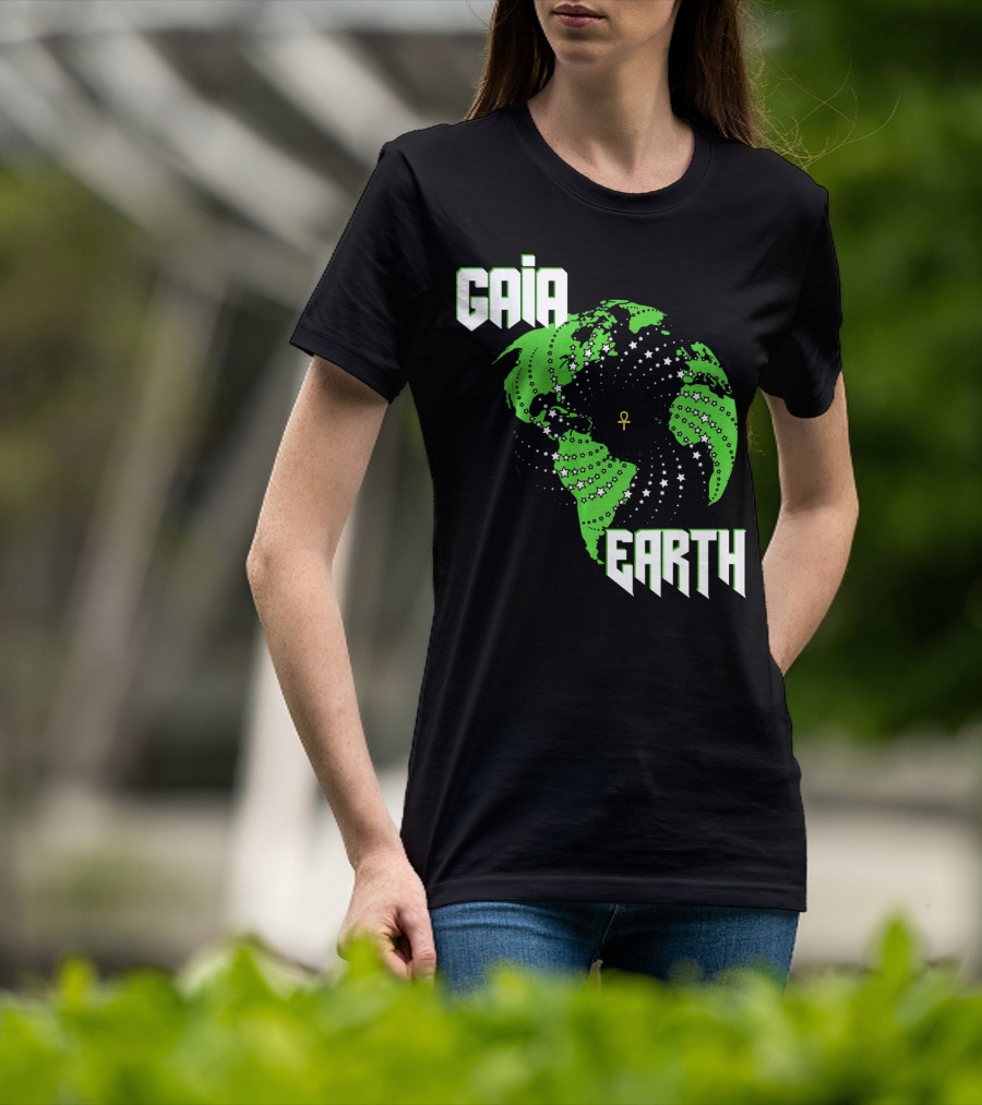 Gaia Earth Ankh Starry Globe T-Shirt