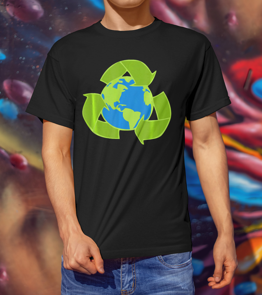 Planet Earth Recycle Symbol Env Eco-Friendly T-Shirt