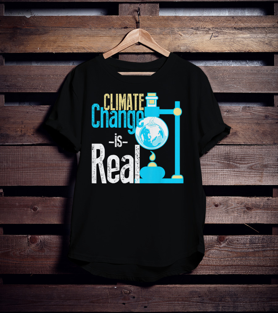 Climate Change Is Real Earth On Fire Scientific T-Shirt