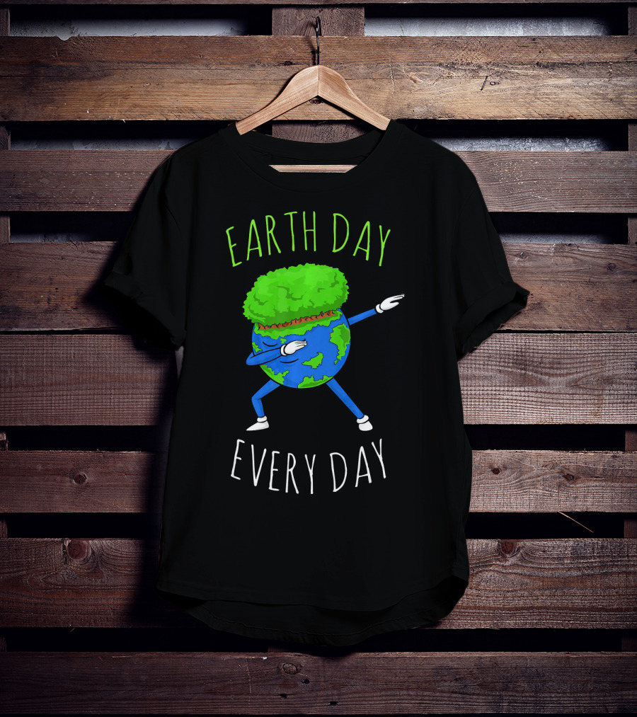 Earth Day Every Day Dancing Globe With Green Hair T-Shirt