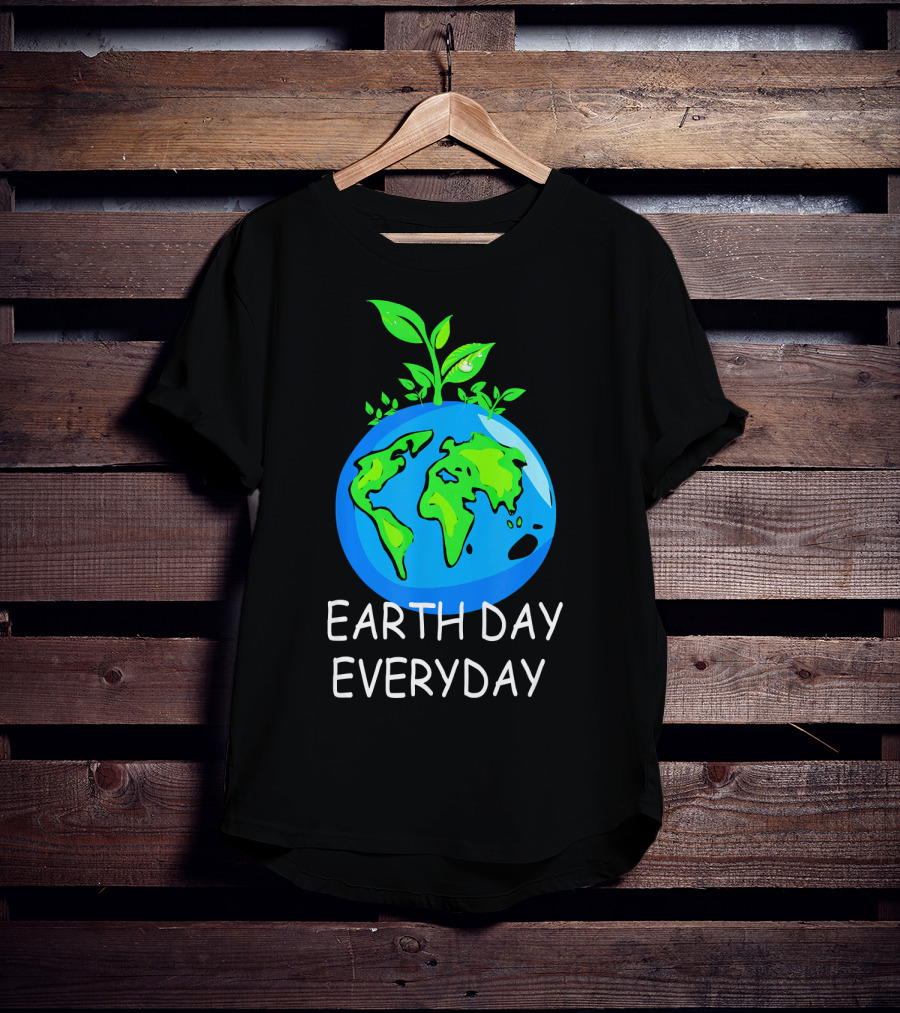 Earth Day Everyday Environmental Awareness Earth With Leaves T-Shirt