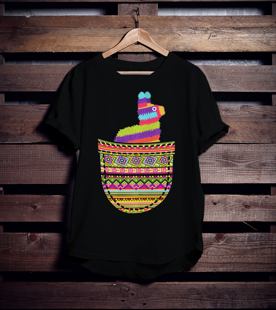 Mexican Pinata Pocket Cinco De Mayo Fiesta Colorful T-Shirt