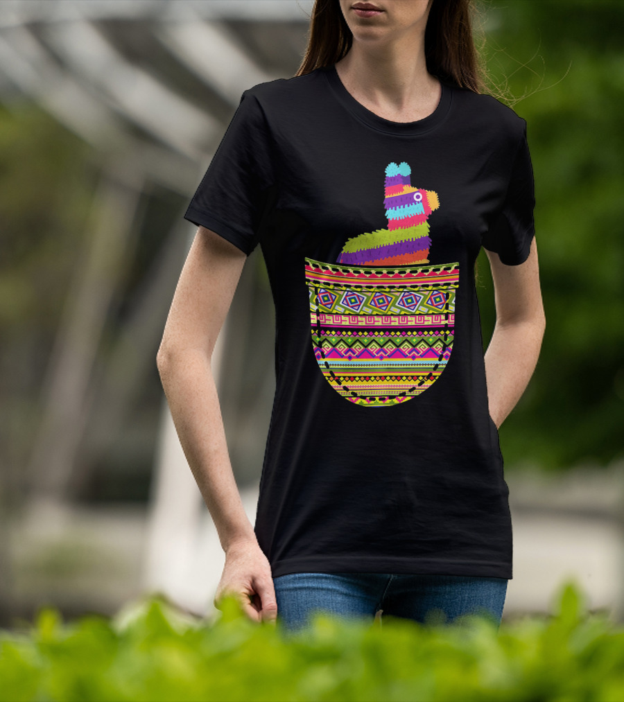 Mexican Pinata Pocket Cinco De Mayo Fiesta Colorful T-Shirt