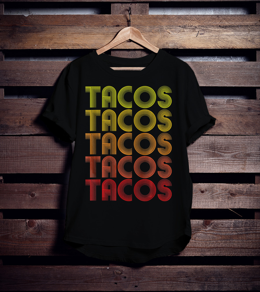 Vintage Tacos Lover Cinco De Mayo Retro Lines T-Shirt