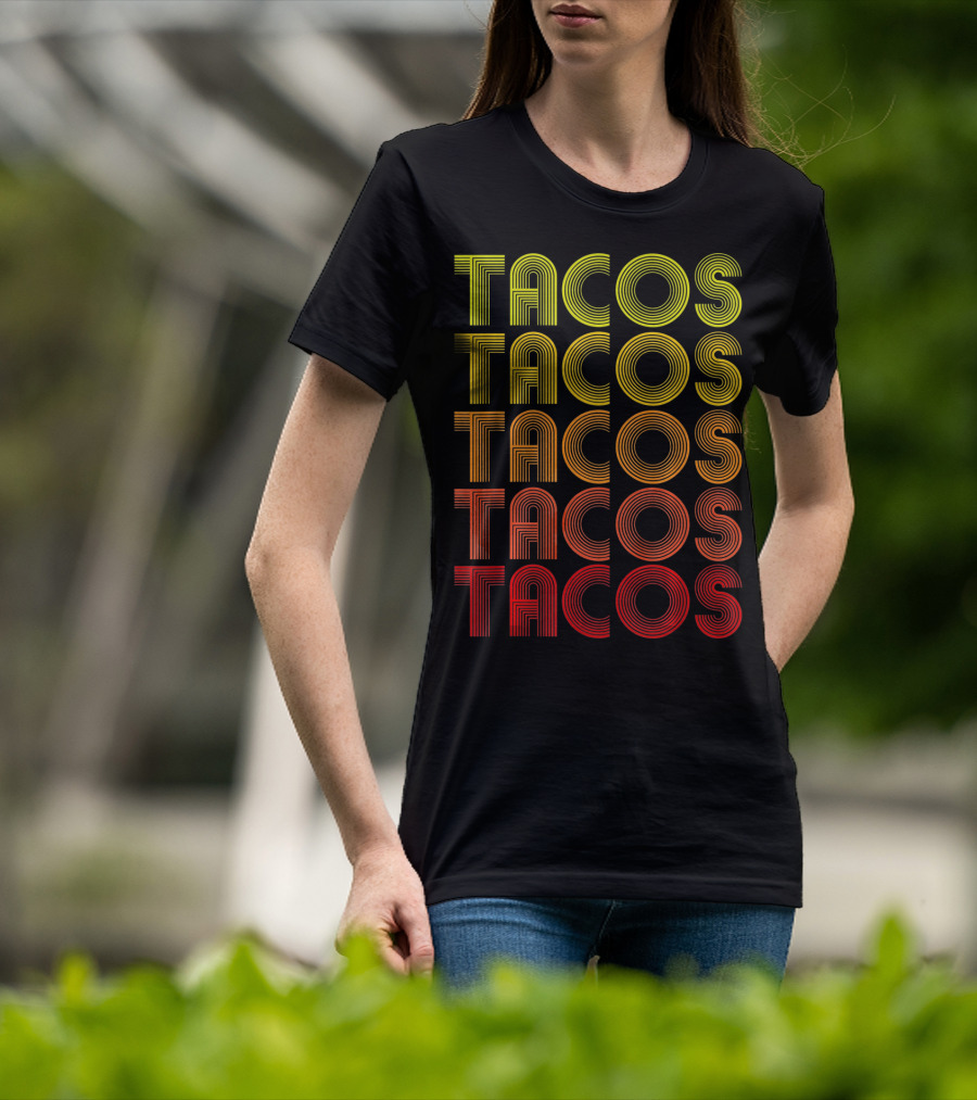 Vintage Tacos Lover Cinco De Mayo Retro Lines T-Shirt