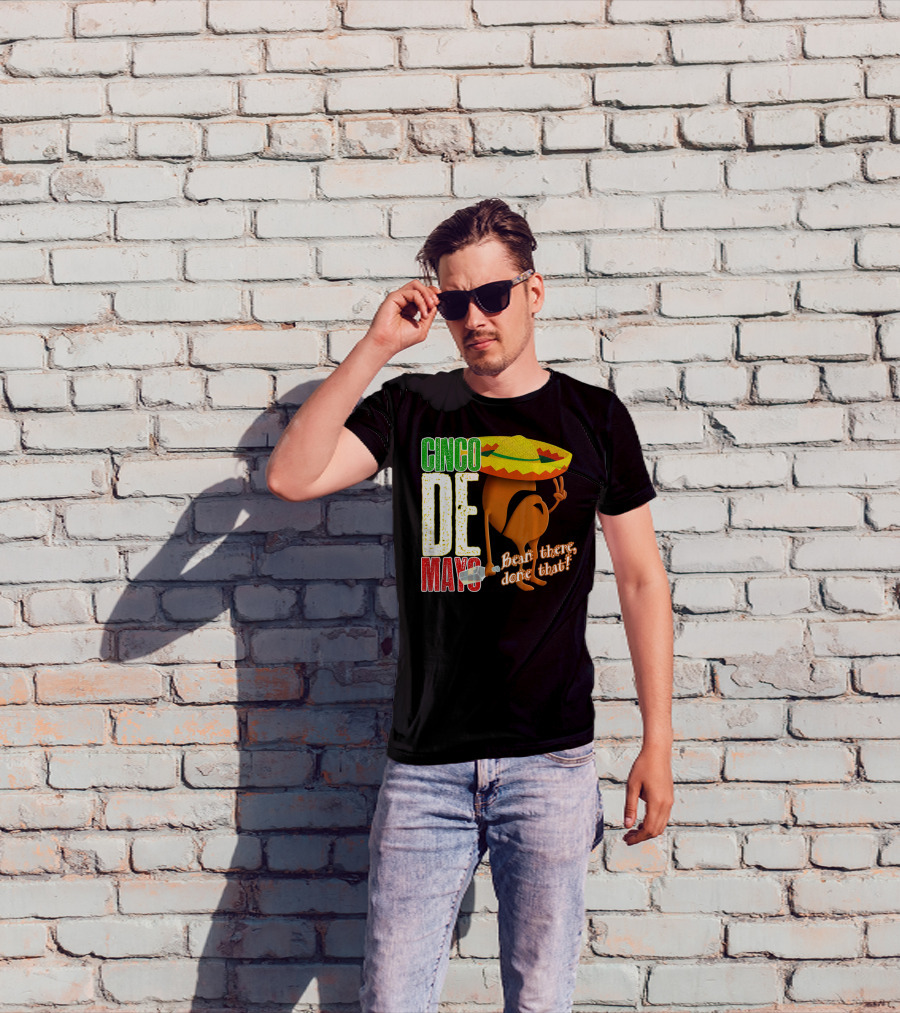 Cinco De Mayo Bean There Done That Sombrero Peace Sign T-Shirt