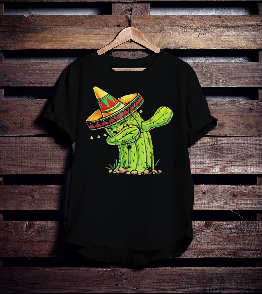 Cinco De Mayo Dabbing Cactus With Sombrero Mex T-Shirt