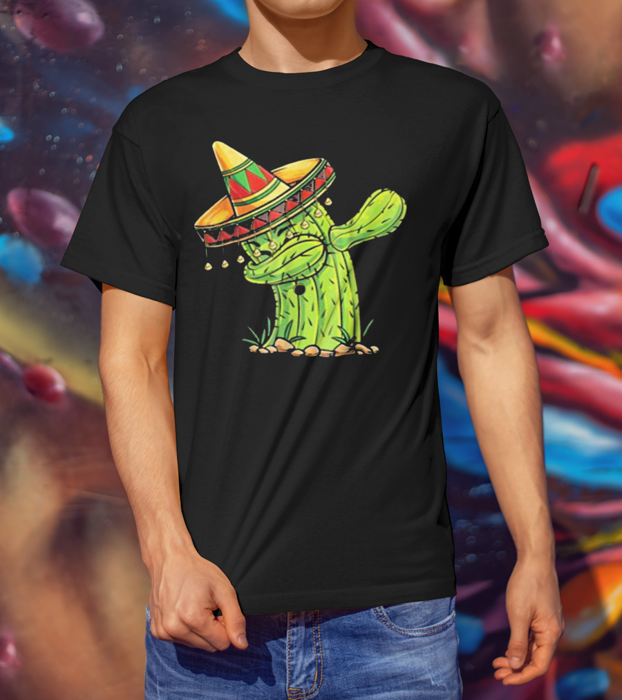 Cinco De Mayo Dabbing Cactus With Sombrero Mex T-Shirt