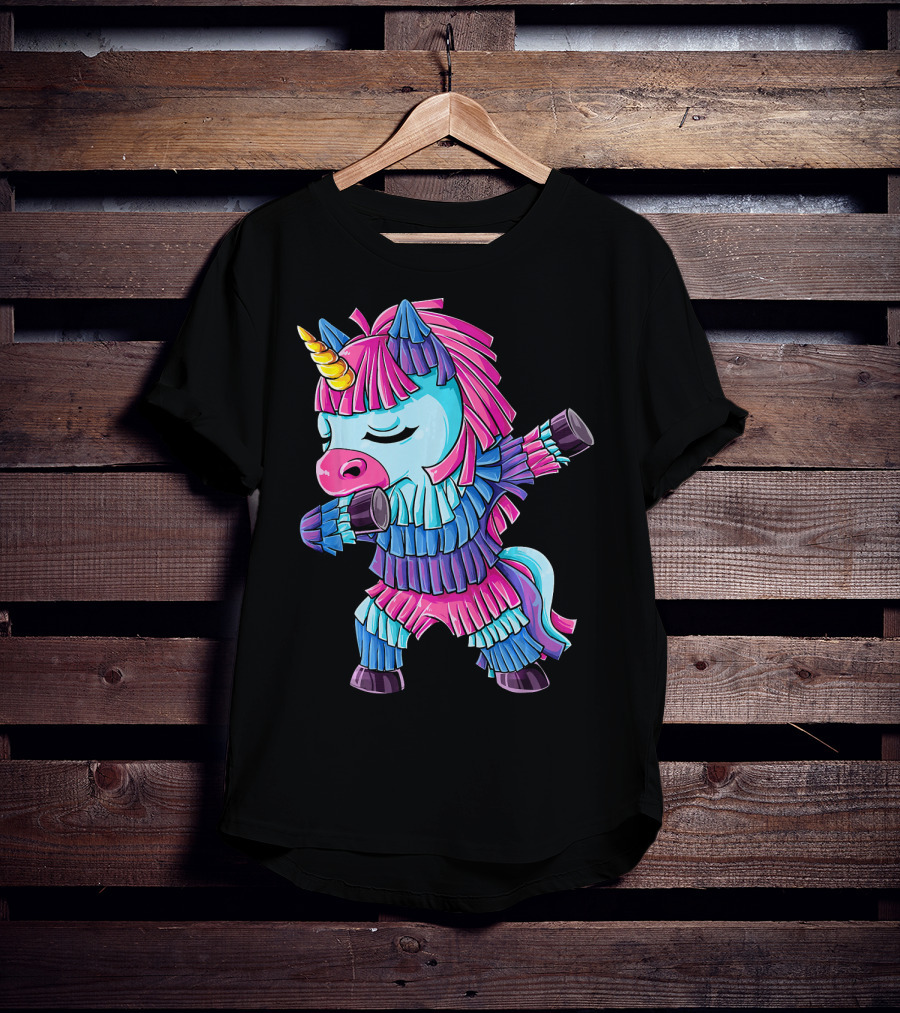 Dabbing Unicorn Pinata Funny Cinco De Mayo Party T-Shirt