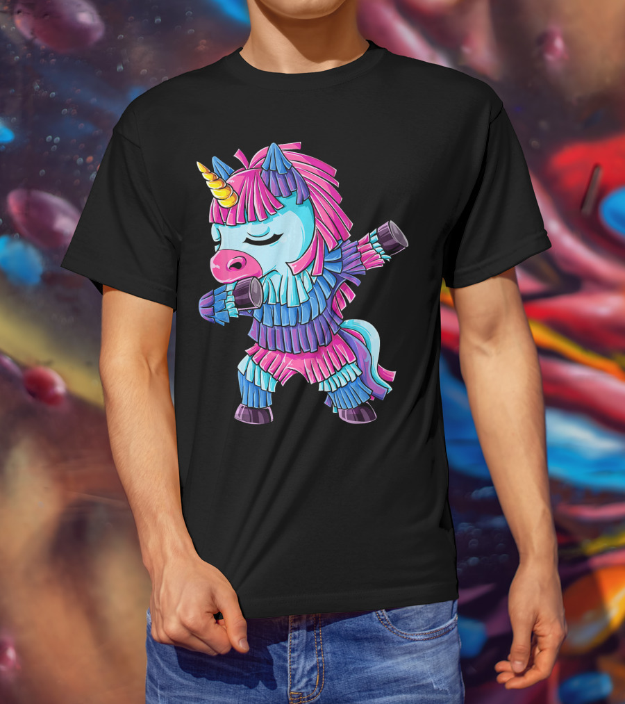 Dabbing Unicorn Pinata Funny Cinco De Mayo Party T-Shirt