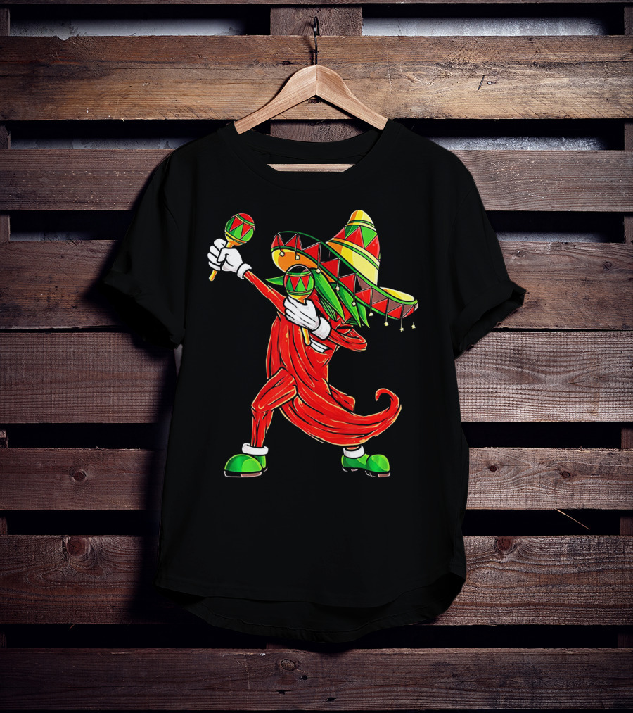 Dabbing Chili Sombrero Maracas Festival Fiery Dance T-Shirt