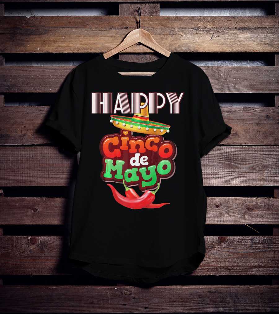 Happy Cinco De Mayo Sombrero Red Chili Peppers T-Shirt
