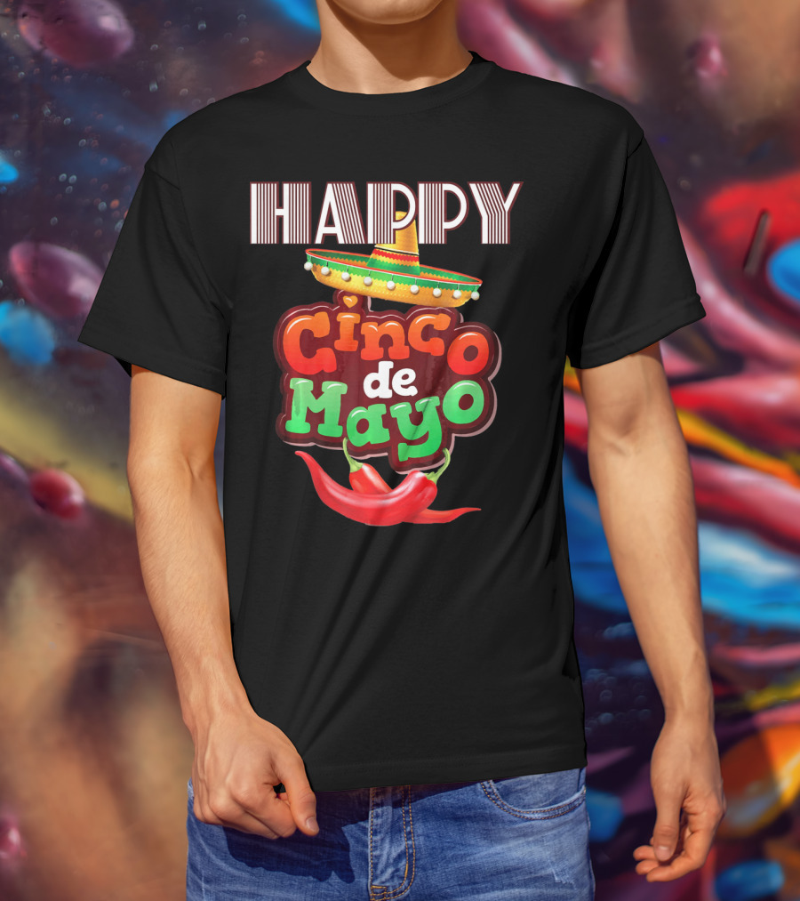 Happy Cinco De Mayo Sombrero Red Chili Peppers T-Shirt