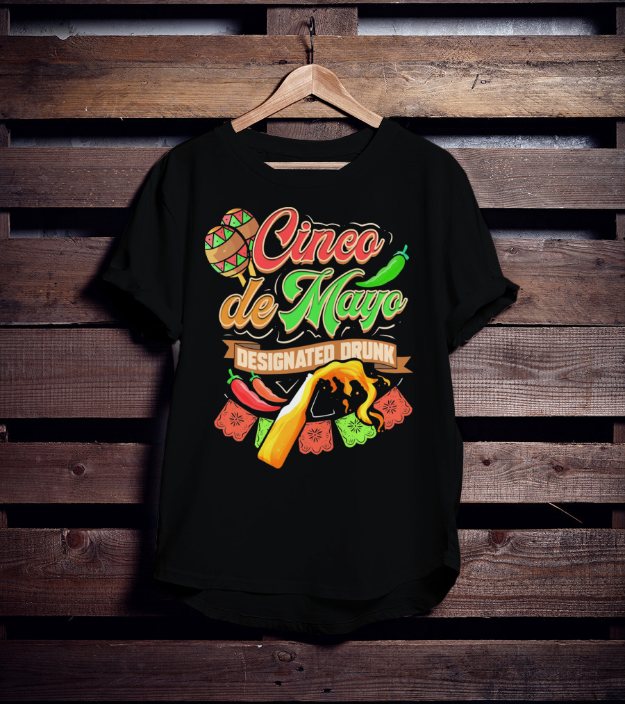 Cinco De Mayo Designated Drunk Peppers Beer Fiesta T-Shirt