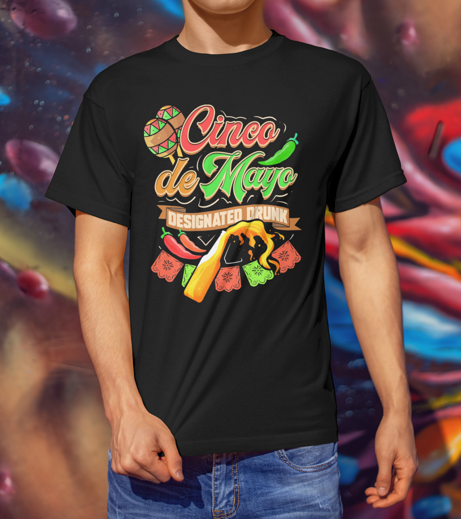 Cinco De Mayo Designated Drunk Peppers Beer Fiesta T-Shirt