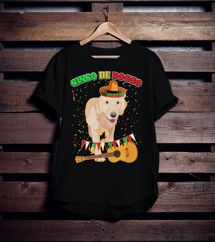 Cinco De Doggo Golden Retriever Sombrero Guitar Fiesta T-Shirt