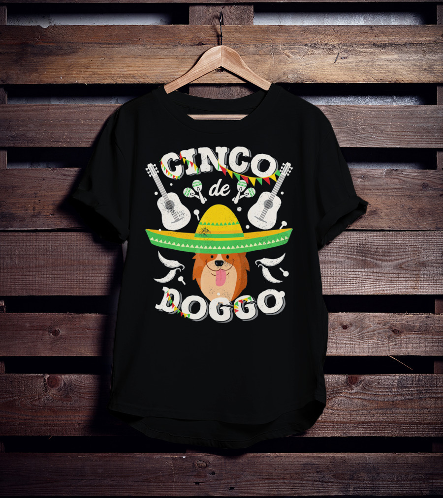 Cinco De Doggo Corgi Sombrero Guitars And Maracas T-Shirt