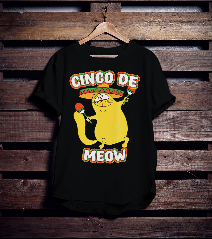 Cinco De Meow Funny Cat Lover Sombrero Party T-Shirt