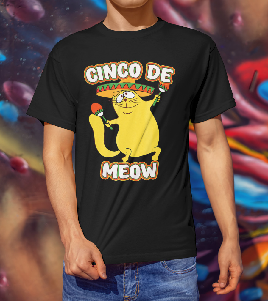 Cinco De Meow Funny Cat Lover Sombrero Party T-Shirt