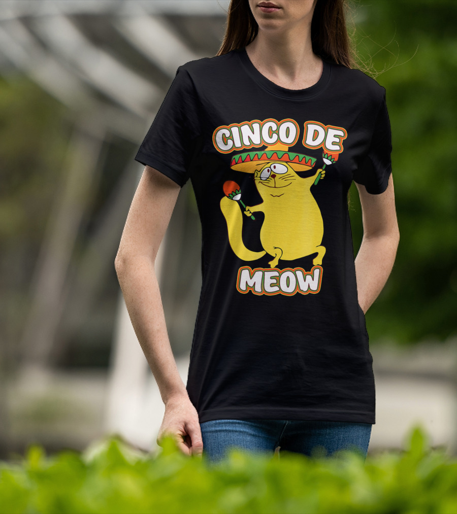 Cinco De Meow Funny Cat Lover Sombrero Party T-Shirt