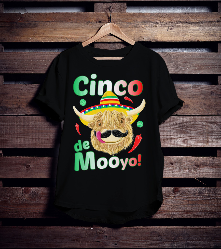 Cinco De Mooyo Scottish Highland Cow Fiesta T-Shirt