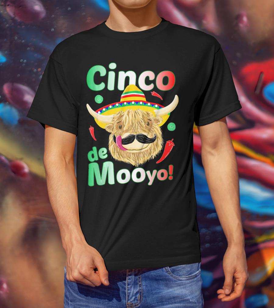 Cinco De Mooyo Scottish Highland Cow Fiesta T-Shirt