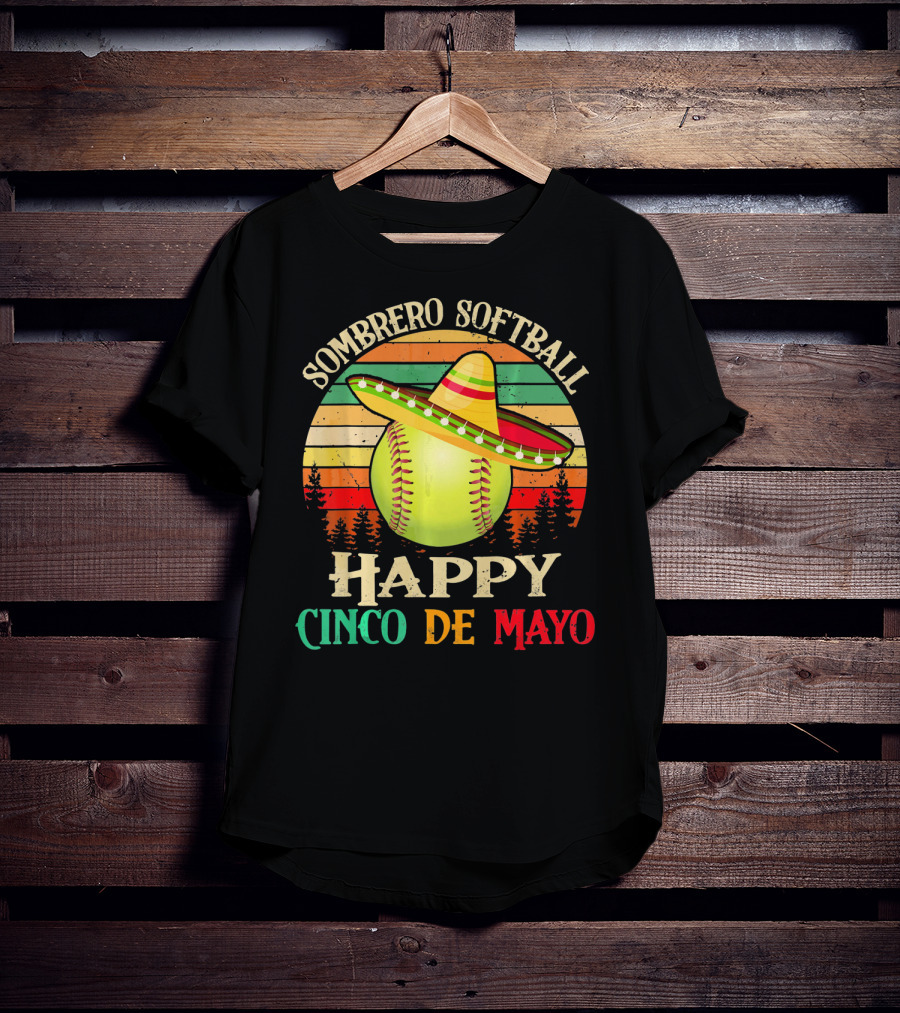 Sombrero Softball Happy Cinco De Mayo T-Shirt