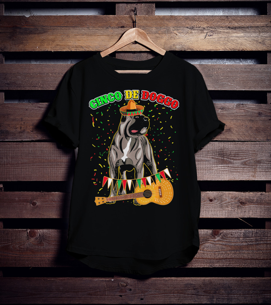 Cinco De Mayo Doggo Cane Corso Sombrero Guitar Festival T-Shirt