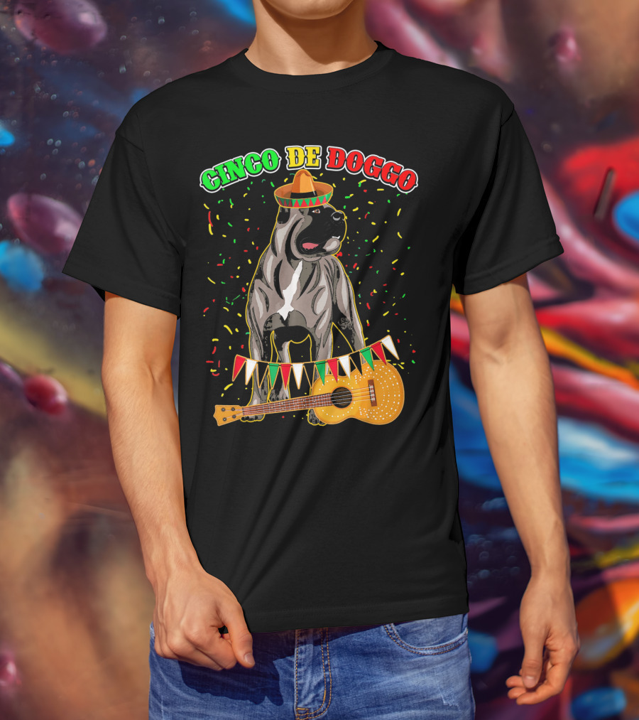 Cinco De Mayo Doggo Cane Corso Sombrero Guitar Festival T-Shirt