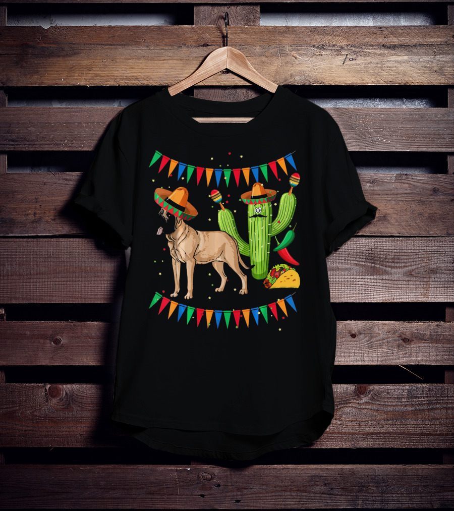 Sombrero Mastiff Dog Cactus Mexico Cinco De Mayo T-Shirt