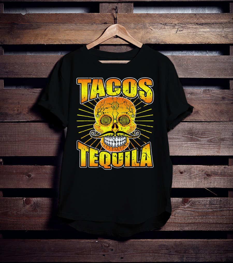 Tacos Tequila Sugar Skull Cinco De Mayo Day T-Shirt
