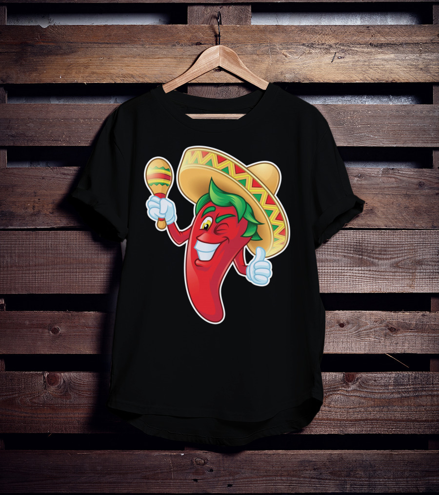 Funny Jalapeno Sombrero Maracas Cinco De Mayo T-Shirt