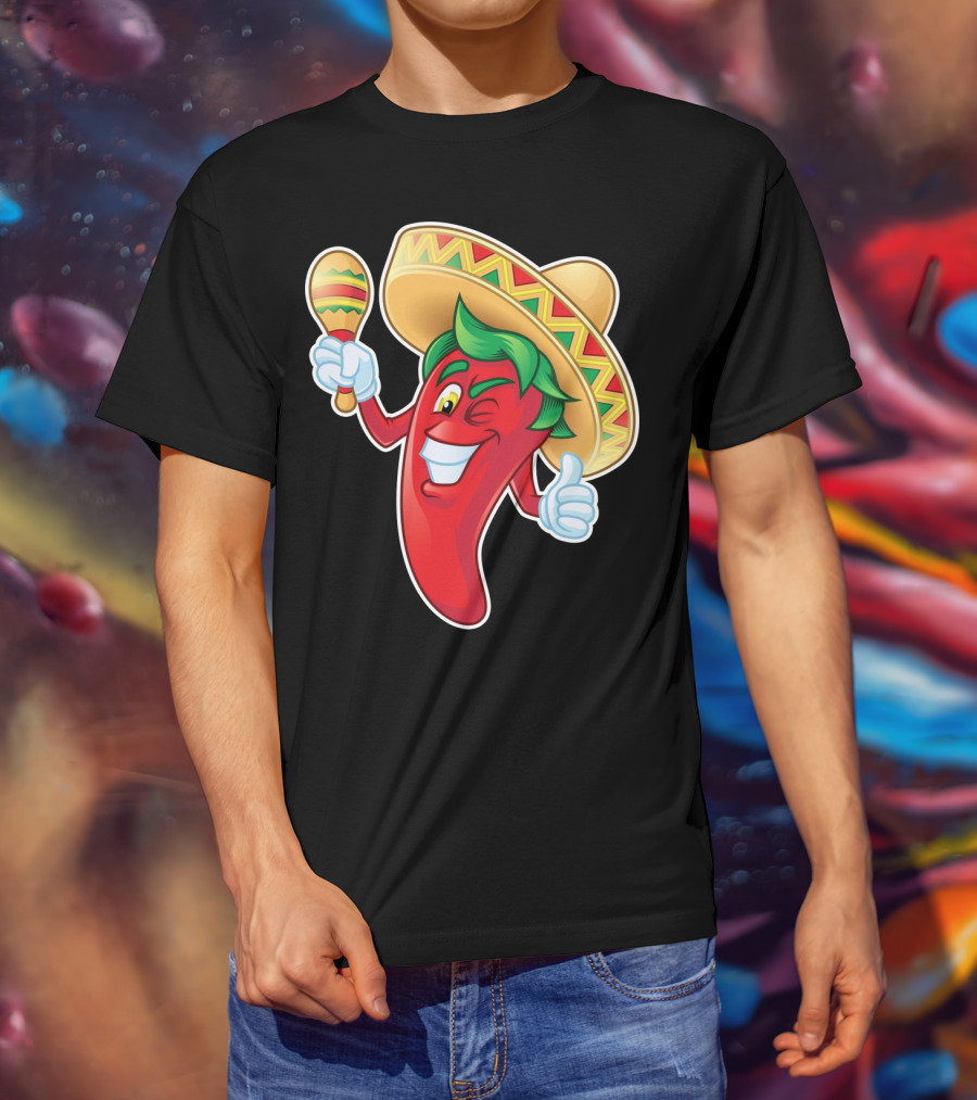 Funny Jalapeno Sombrero Maracas Cinco De Mayo T-Shirt